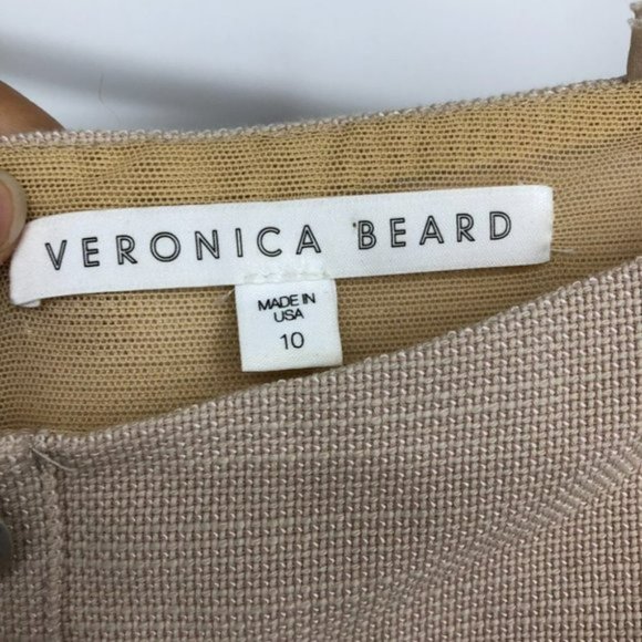 Veronica Beard Cream Colored Winnie Off Shoulder Flounce Knee Length Dress 10 - Picture 5 of 7